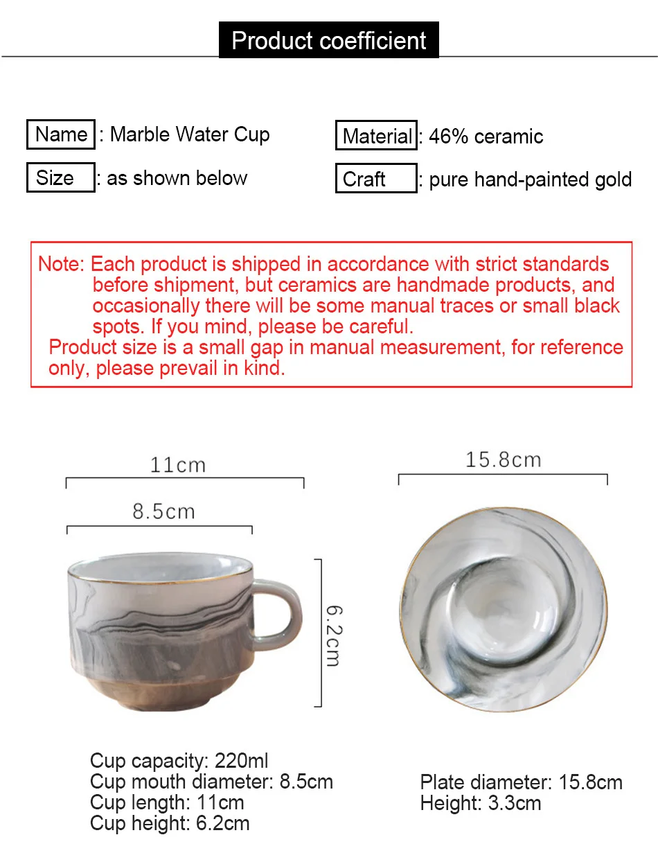 Marbled Ceramic Mug Creative Gold Plating  Milk Coffee Tea Breakfast Porcelain Golden Cup MRS MR Couple Gift Wedding Decor 220ml (5)