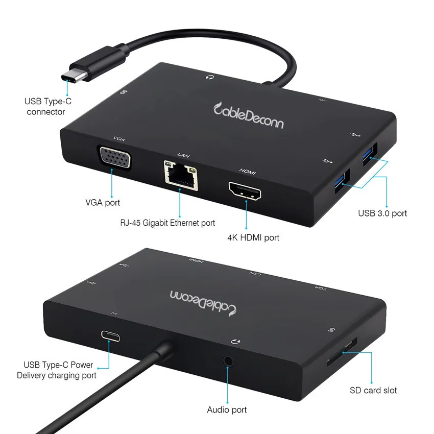 USB C HDMI rj45 Ethnernet VGA Thunderbolt 3 hub usb3.0 1 зарядное устройство многофункциональный адаптер