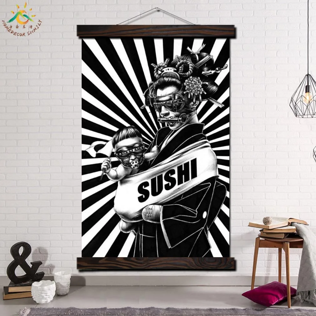 Японская Домохозяйка и Сын Современные Wall Art Принт Поп-Арт Картина И Плакат Кадр Прокрутки Лучший!