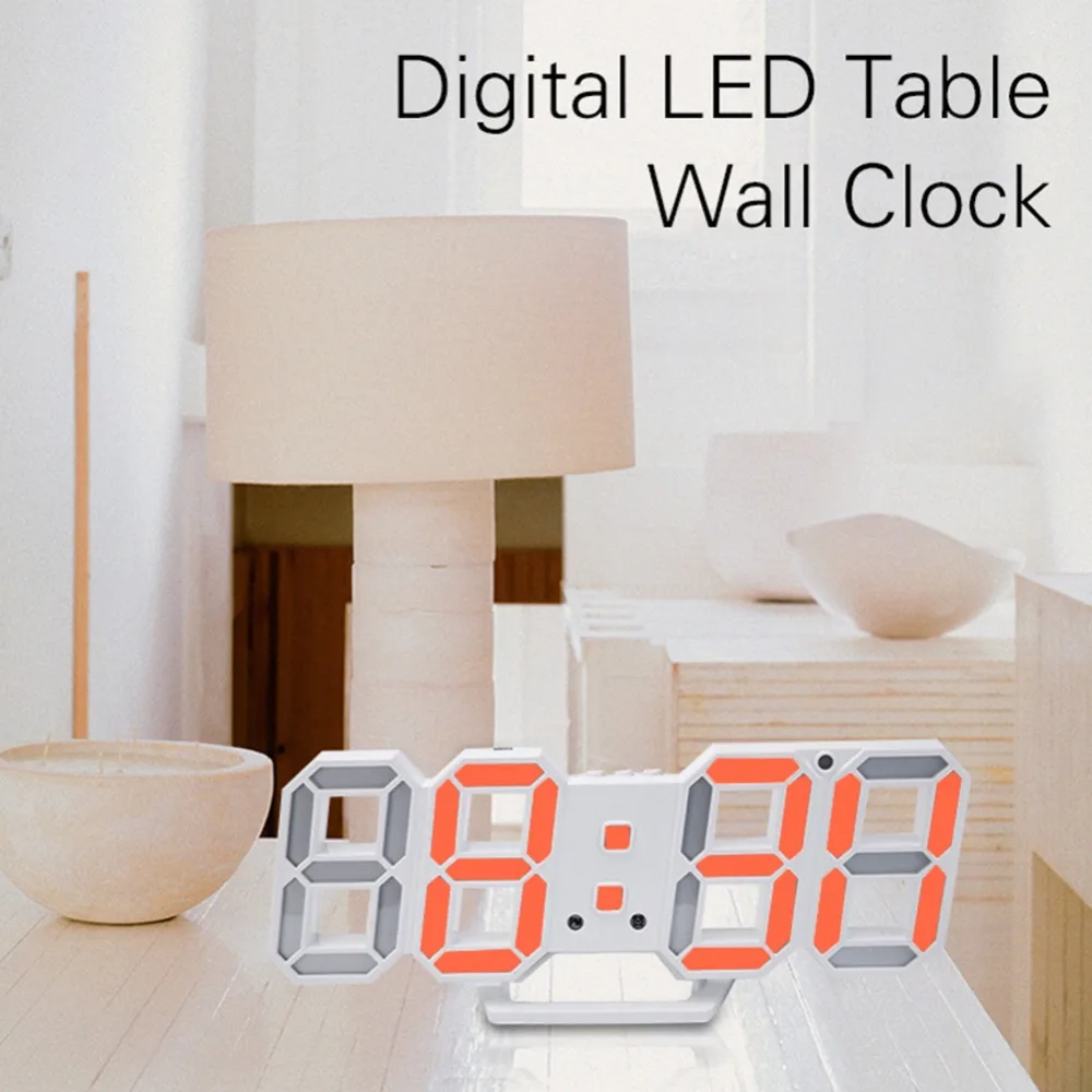 Современные светодиодный LED Moderen настенные часы дисплей 3 яркость уровней затемнения Ночная Повтор Функция для дома, кухни, офиса#252761