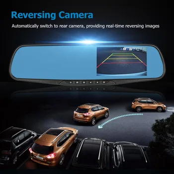 

Dashcam DVR Car DVRs Dash Cam Registrar Auto Camera Video Recorder Camcorder FHD 1080P 4.3'' Dual Lens Video Camera Recorder