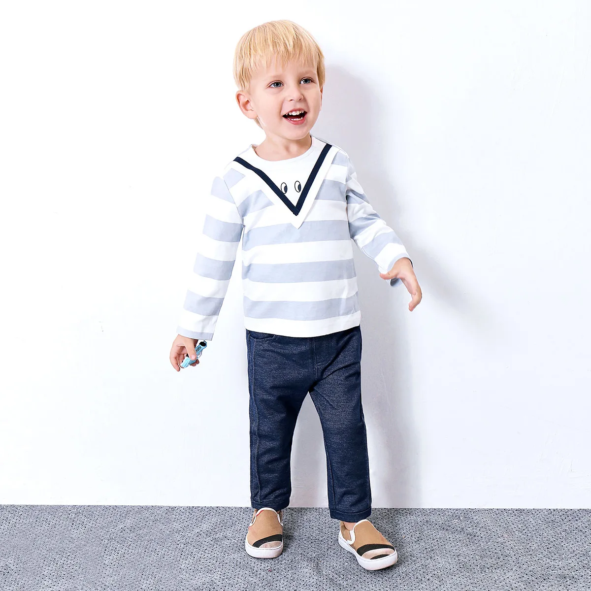 Yingzifang Toddler Boys 2 Pieces Clothing Set Cute Navy Stripe T shirt