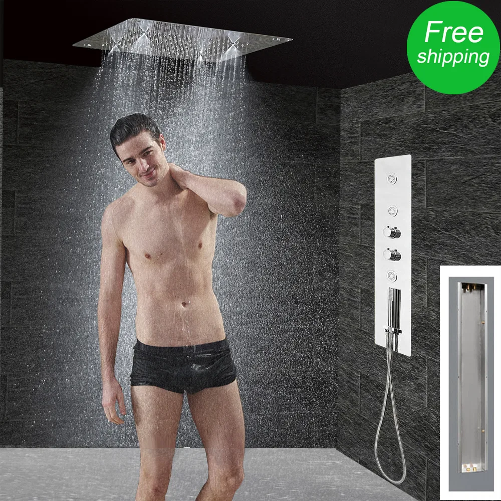 Beste Massage Douche Panel Systeem Waterval Regen Mist Douchekop Badkamer Thermostatische Douchekraan Mengkraan In Bad GF5203