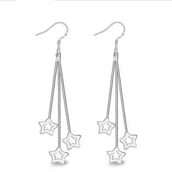 

KOFSAC New Fashion 925 Sterling Silver Earring Hollow Star Long Tassel Earrings For Women Party Jewelry Pendientes Mujer Moda