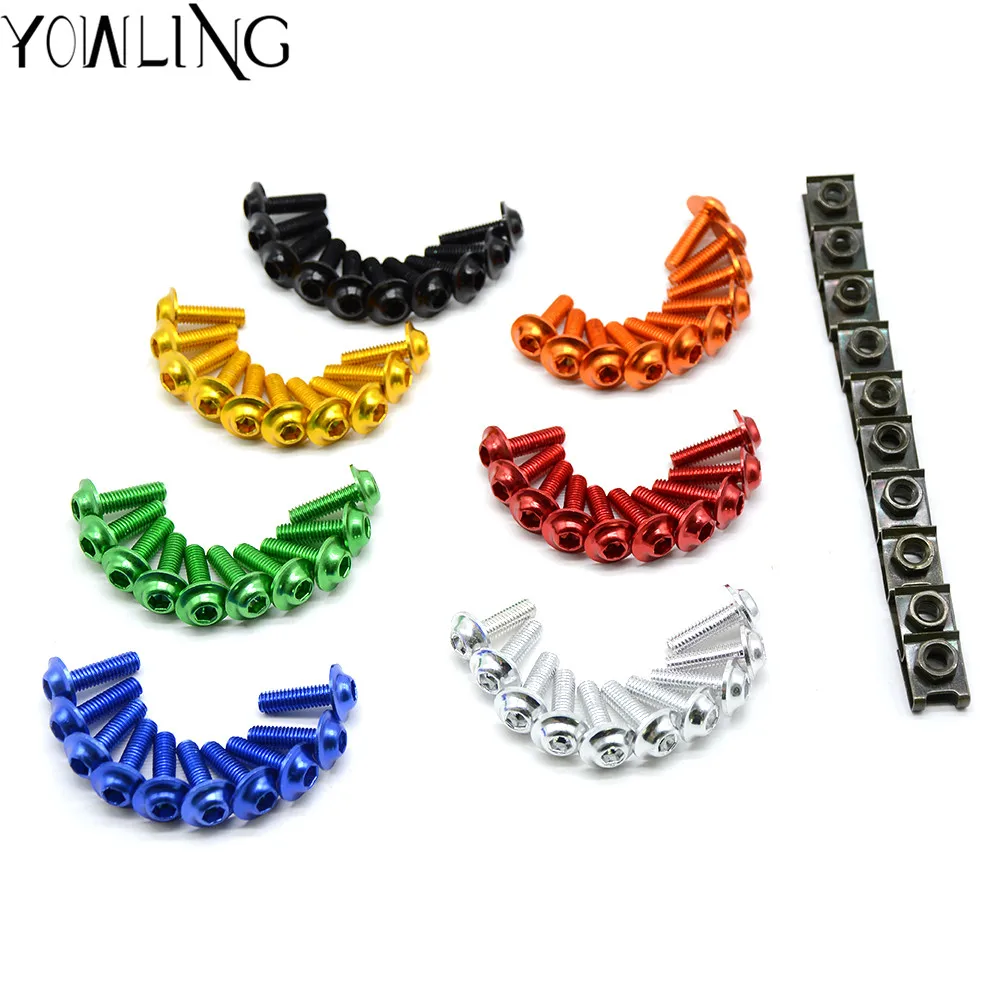 

6MM Fairing Body Work Bolts M6 Spire Speed Fastener Clips Screw Spring Bolots Nuts for Ducati Yamaha FZ1 FZ6 YZF R1 R6 R3 R25 MT
