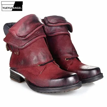 

Top Brand Vintage Pu Leather Thick Heels Casual Ankle Boots Women Plus Size 42 2019 Winter Mixed Color Zip Quality Boots
