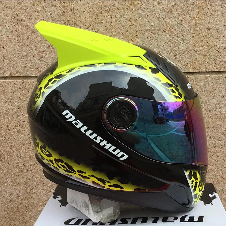 Для Malushun moto rcycle шлем Мужской анфас шлем женский рога животных шлем Высокое качество Мото шлем