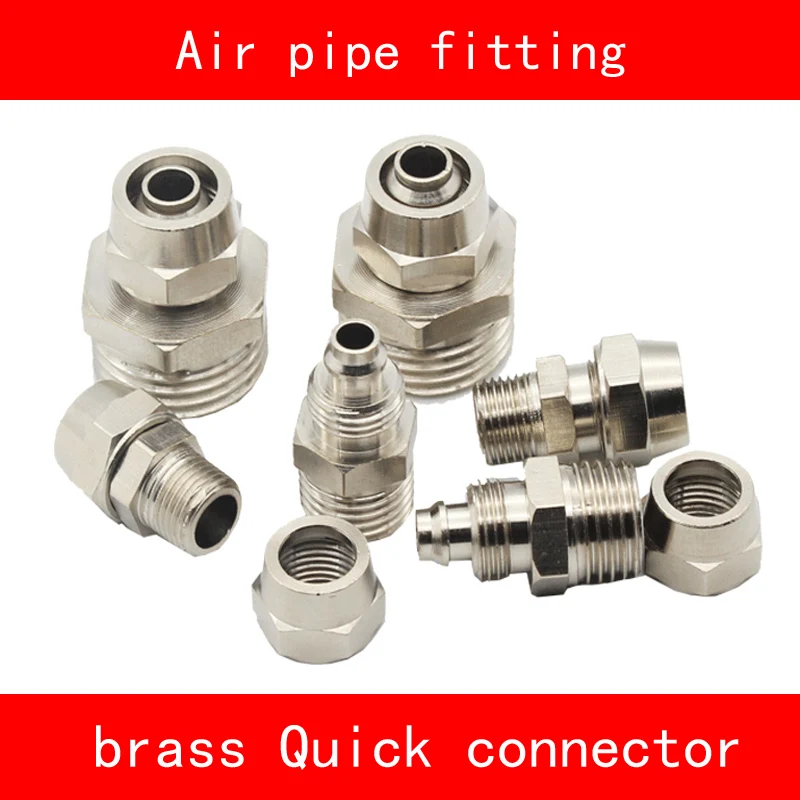 3 piece/set brass Pneumatic Air compressor fitting pipe diameter 4 6 8 10 12mm quick connector
