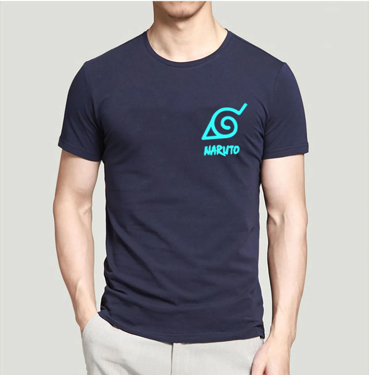 Прочный Шарм японского аниме Наруто ночник для взрослых футболки с круглым вырезом мужские спортивные футболки для взрослых - Цвет: dark blue 2