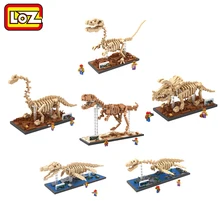 LOZ динозавр Fossil тираннозавр рекс Велоцираптор Трицератопс череп модель Алмазный строительный блок сборки игрушки СОЗДАТЕЛЬ серии