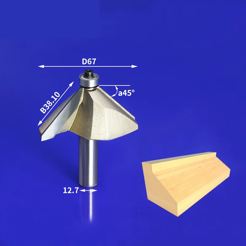 1 шт- ЧПУ твердосплавный деревообрабатывающий фрезерный станок, фрезерный станок по дереву, 45 градусов V бит коническая Концевая фреза, нож для снятия фаски - Длина режущей кромки: 12.7mm x 38.1mm