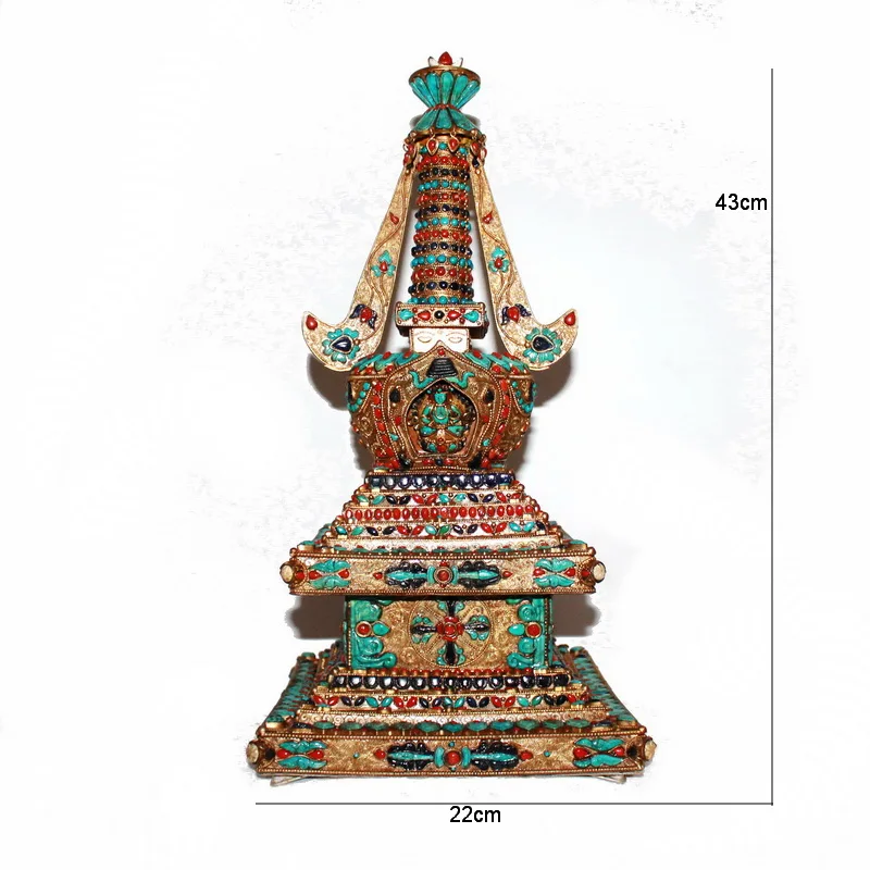 Ступа пагода vajra пагода непальский драгоценный камень набор стерлингового серебра бирюза лазурит Рубин