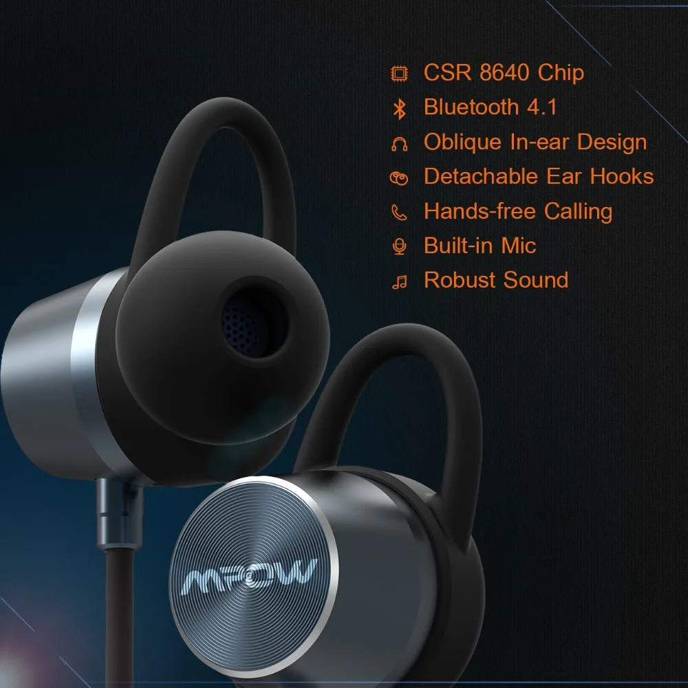 Mpow Bluetooth наушники IPX7 водонепроницаемые Беспроводные спортивные с магнитным