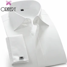 ORINERY,, однотонное свадебное платье Camisa Masculina, с длинным рукавом, французское платье с манжетами, рубашка с запонками, Мужская брендовая одежда