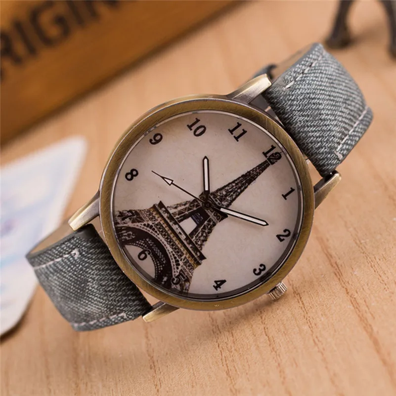 Fashion Women Watches Retro Iron Tower Cowboy Leather Band Analog Quartz Watch Wrist Watch Relogio Feminino #AP28 (3)