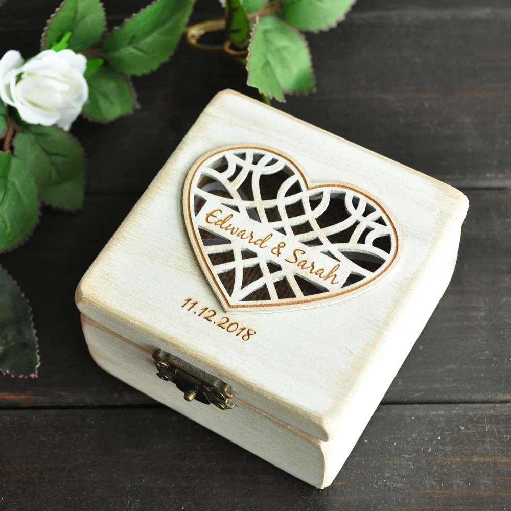 Personalized Wedding Ring Box Ring Holder Bearer Box Engagement Wedding Ring Pillow B