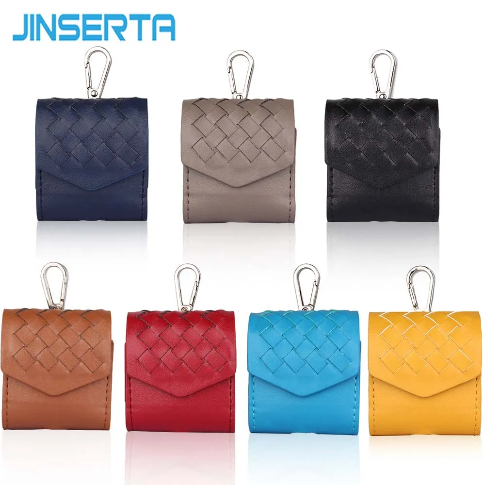 

JINSERTA Leather Case for Airpods Protective Cover Pouch Bluetooth Wireless Earphone Cases with Anti-Lost Metal Buckle