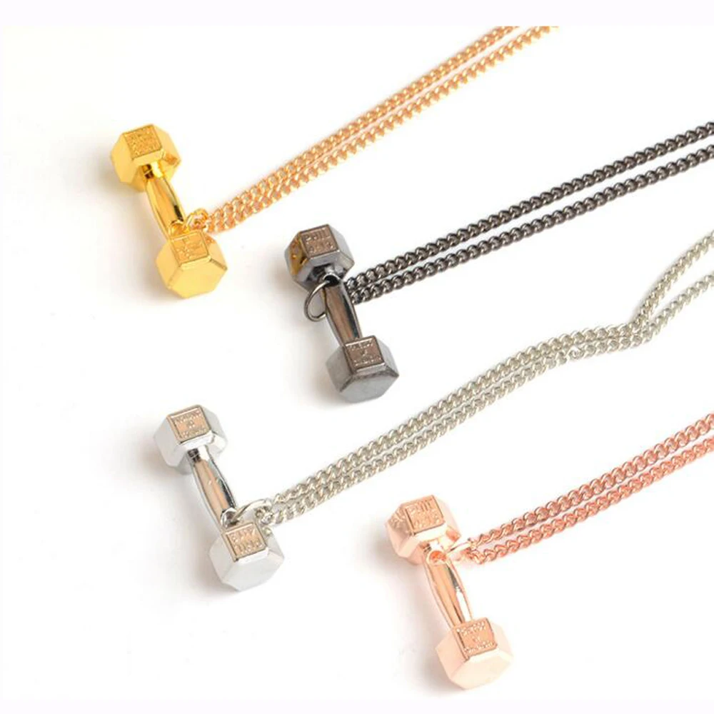 DUMBBELL Necklace Fitness Jewelry Charm Pendant Gym Fitness Accessory
