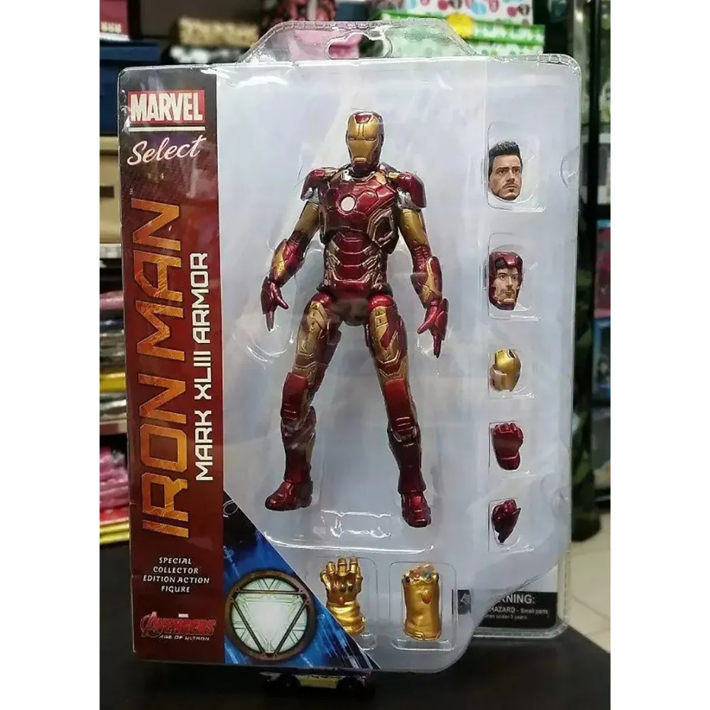 

18cm Original Marvel Select Avengers Super Hero Ironman Mark 45 Iron Man Action Figure Model Toys Doll Christmas Gift