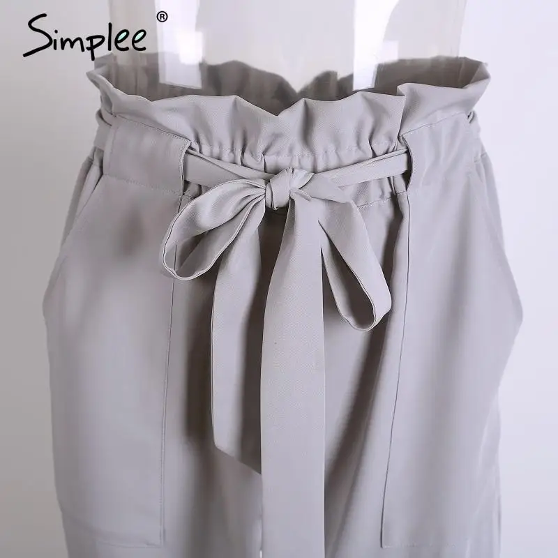 Simplee Apparel ПР шифон высокой талии шаровары Женщин stringyselvedge летний стиль