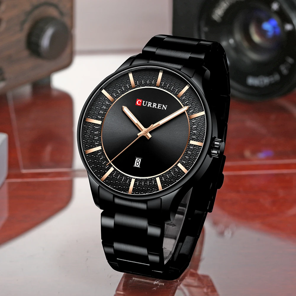  Sport Military Quartz Men Watch Black Ultra-thin Date Analog Stainless Steel Strap Watches Gifts Re