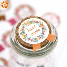 120PCS Flower Design Thank you/Handmade Sticker Package Paper Tags Labels For Wedding/Baby Shower Decoration Thanksgiving Gifts