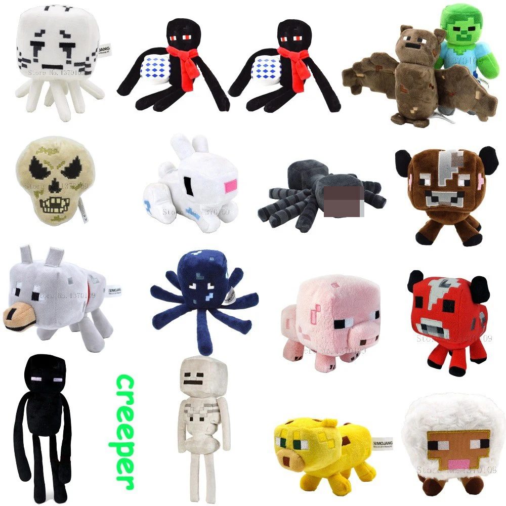 

15 Styles Big Size Minecraft Plush Stuffed Toys 14-60cm Minecraft Steve Enderman Wolf Enderdragon Spider Plush Toy Gift for Kids