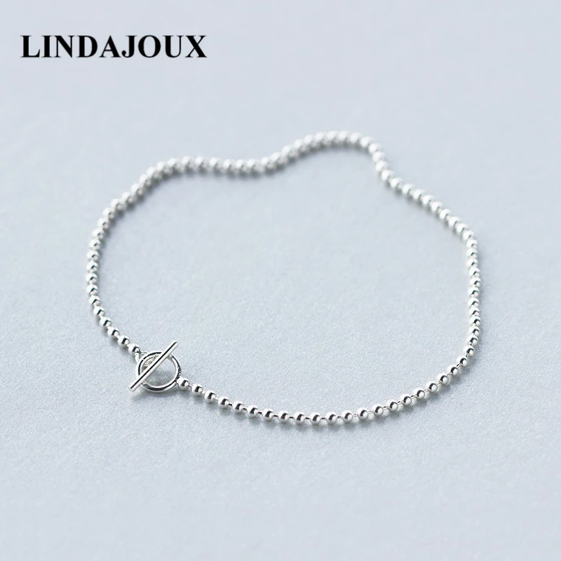 LINDAJOUX Настоящее 925 пробы цепочка с серебряными бусинами застежка OT по низкой цене