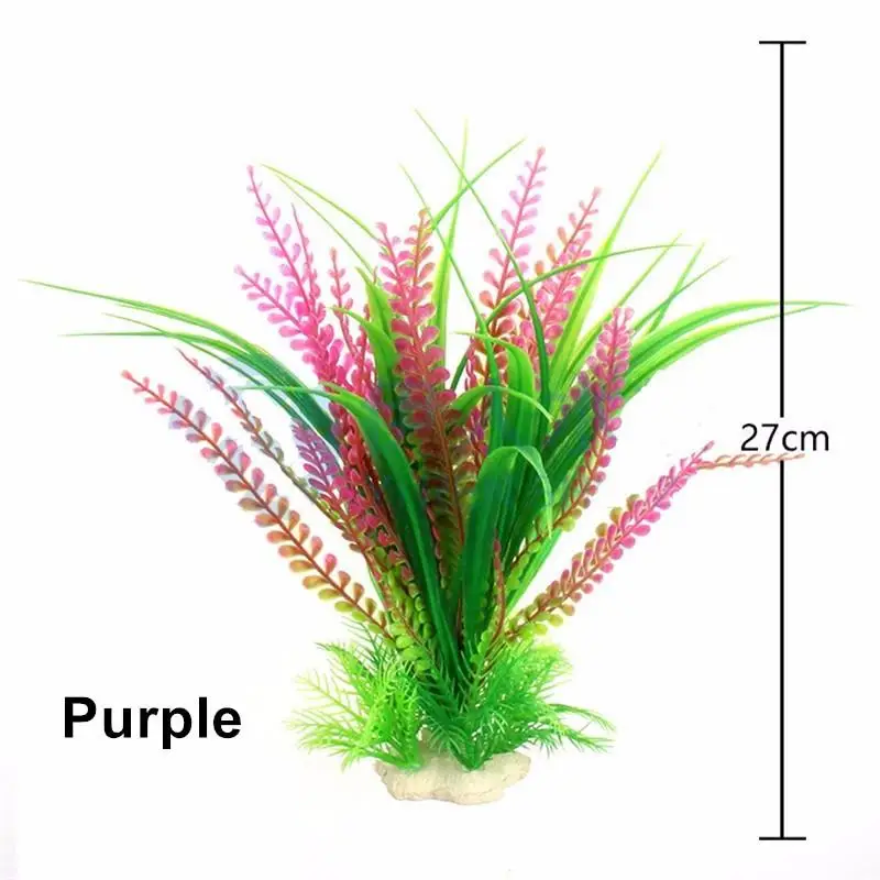 Новинка 27 см пластиковые искусственные растения для аквариума орнамент Декор зеленая вода растение Трава Аквариум Украшение Аксессуары для аквариума - Цвет: Фиолетовый