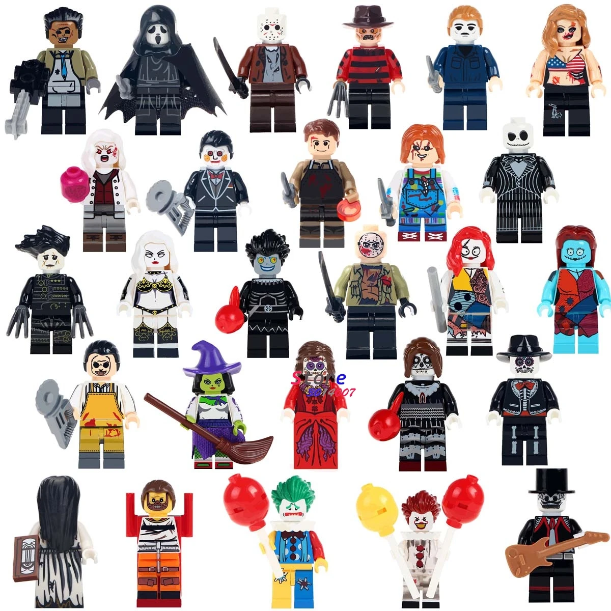 

Single Horror Theme Series The Ring Hockey Guy Hockey Mask Hunter-Black Friday Jason Halloween Creepy Doll building blocks Toys