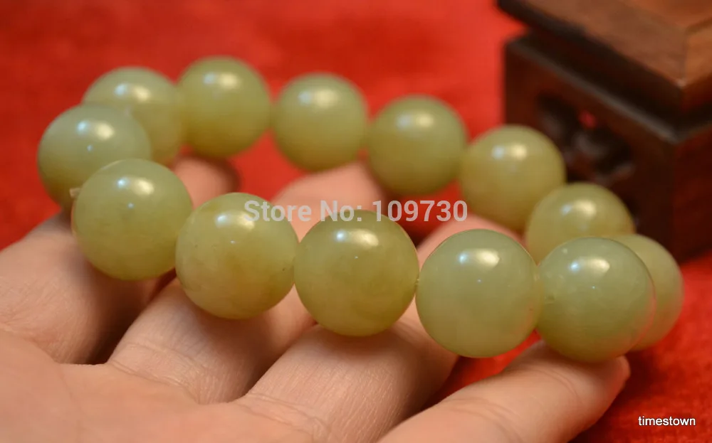 

001552 Nephrite Green&Yellow Jade Bead bracelet (A0427) for man