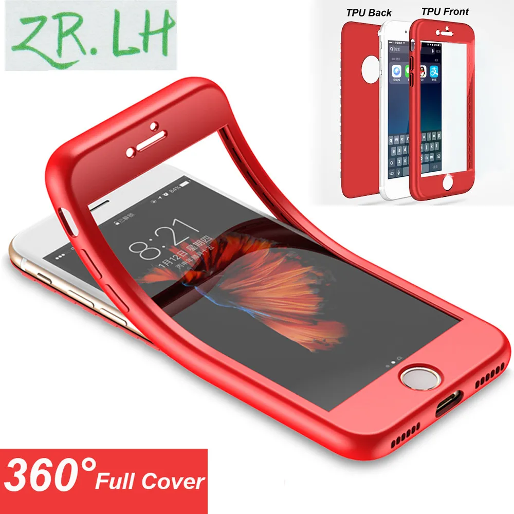 

Luxury 360 Degree Soft TPU Silicon Case For iPhone 6s 7 8 Plus X Cases Silicone Full Cover For IPhoneCase XS Coque
