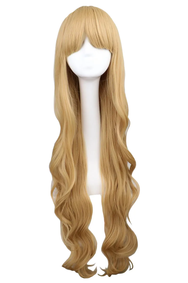 QQXCAIW женские длинные волнистые косплей блонд 100 см супер длинные термостойкие синтетические волосы парики