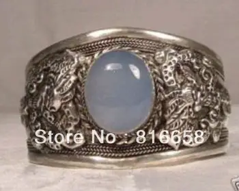 

Tibet Silver Moonstone Natural stone Cuff Bracelet