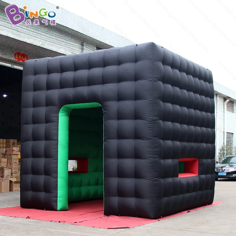  4x4 meters Inflatable cube tent for events black trade show tent inflatable photo booth- toy tent
