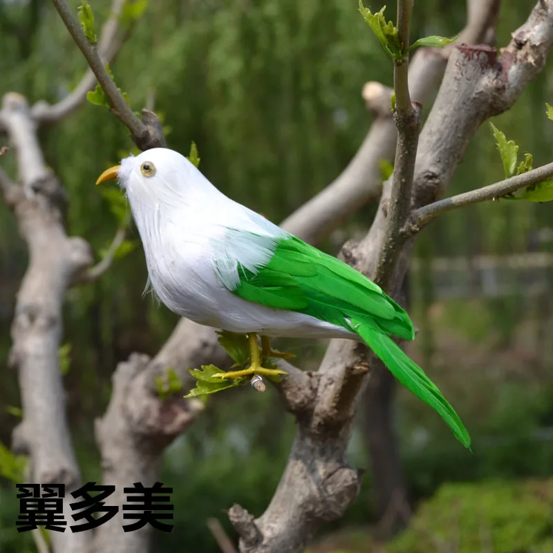 about 15cm green&white feathers bird simulation bird model,polyethylene & furs handicraft, garden decoration gift h1021 train model ho1 87 qinghai tibet nj2 diesel locomotive white green 4 car number collectible gift toy model