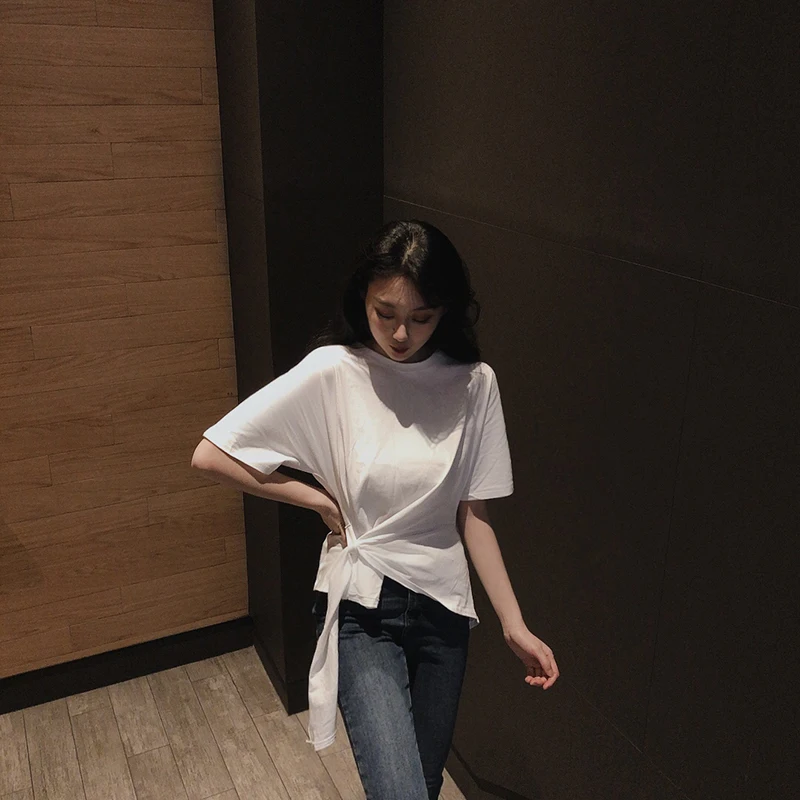 2019 الصيف بلون الدانتيل تي شيرتات قصيرة الاكمام جديد هونغ كونغ نمط الكورية شيك ضئيلة تي شيرت أزياء مكتب سيدة تيز قمم 2019 الصيف بلون الدانتيل تي شيرتات قصيرة الاكمام جديد هونغ كونغ نمط الكورية شيك ضئيلة تي شيرت أزياء مكتب سيدة تيز قمم