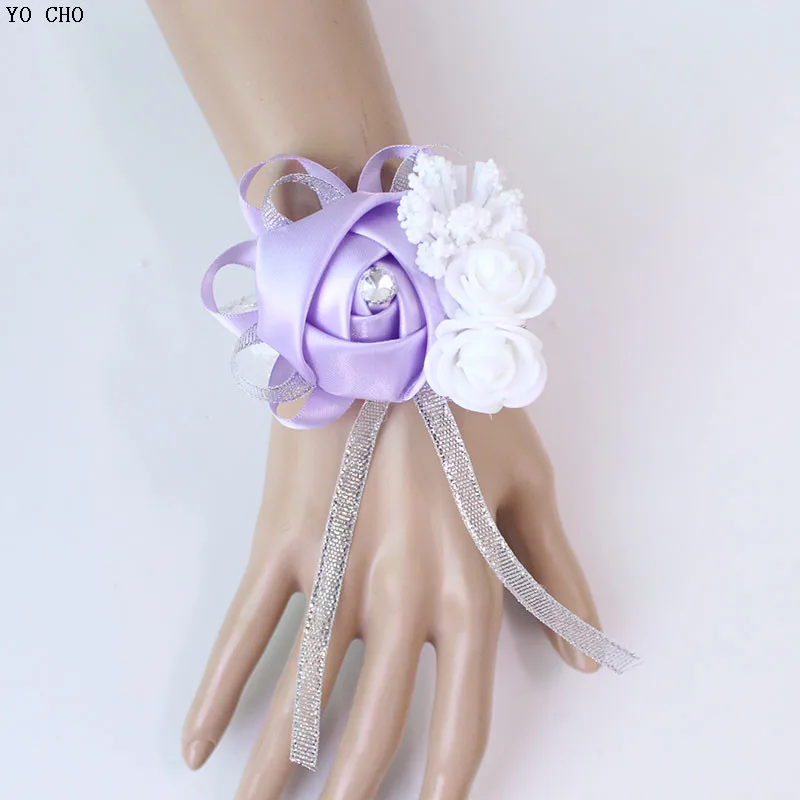 wedding wrist corsage Bracelet bridesmaid rose silk white pink marriage wrist corsage  (261)