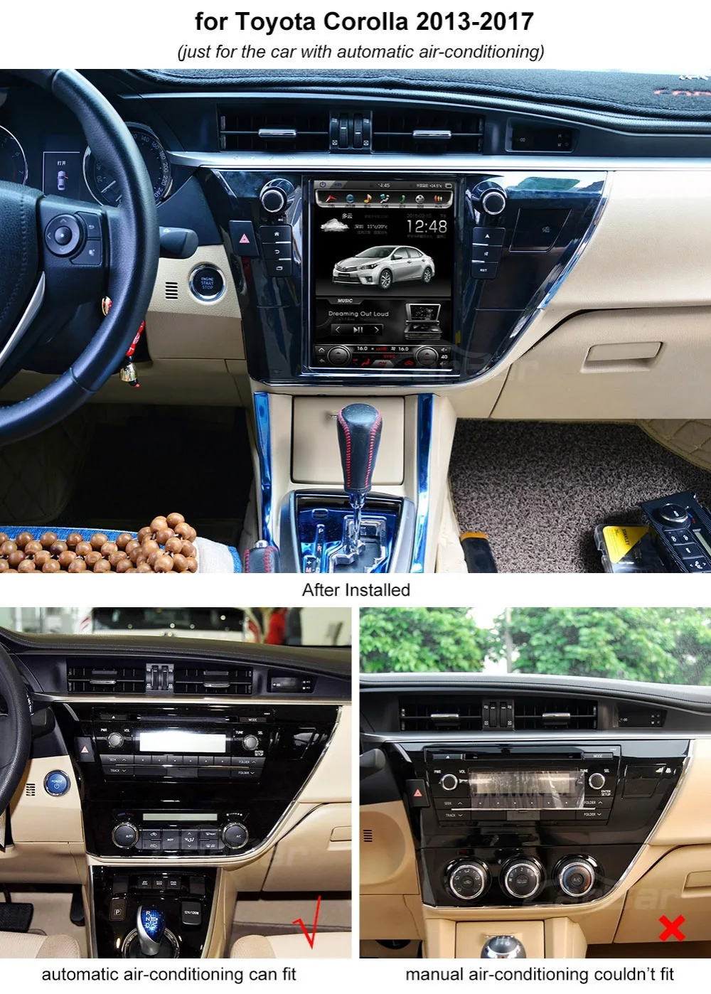 Clearance 10" Vertical Screen Tesla Style 1024*768 Android Car DVD GPS Navigation Radio Audio Player for Toyota Corolla 2013-2017 Auto AC 7 Clearance 10" Vertical Screen Tesla Style 1024*768 Android Car DVD GPS Navigation Radio Audio Player for Toyota Corolla 2013-2017 Auto AC 7