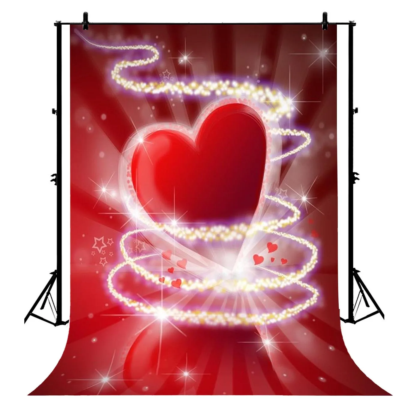 

5x7ft Red Hearts Valentine Day Bokeh Glitters Speckle Polyester Photo Background Portrait Backdrop