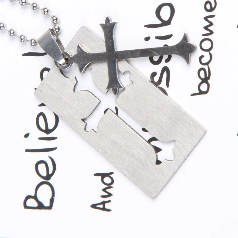 

Cross Necklace Titanium Steel Pendant Stainless Steel Double Layer Necklace