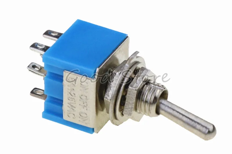 5 шт./лот выключатели света BlueToggle VE068 P5 6 контактный DPDT ON OFF Mini MTS 203 6A125VAC миниатюрный