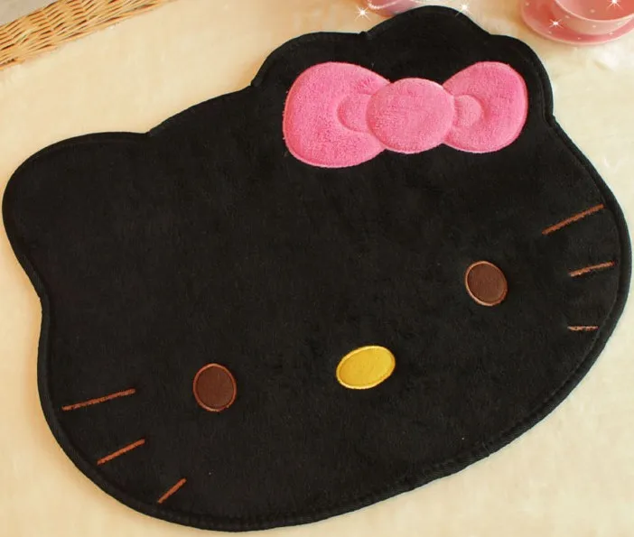 Cute Black Hello Kitty Head Bedroom Floor Carpet Cartoon Rug Mat Free Shippingin Carpet from