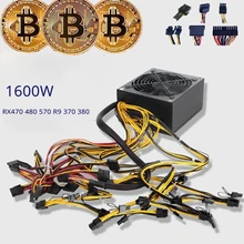 8 gpu mining rig machine 1800W server power supply source for Bitcoin Mining support video Card RX470 RX480 RX580 R9 380 390
