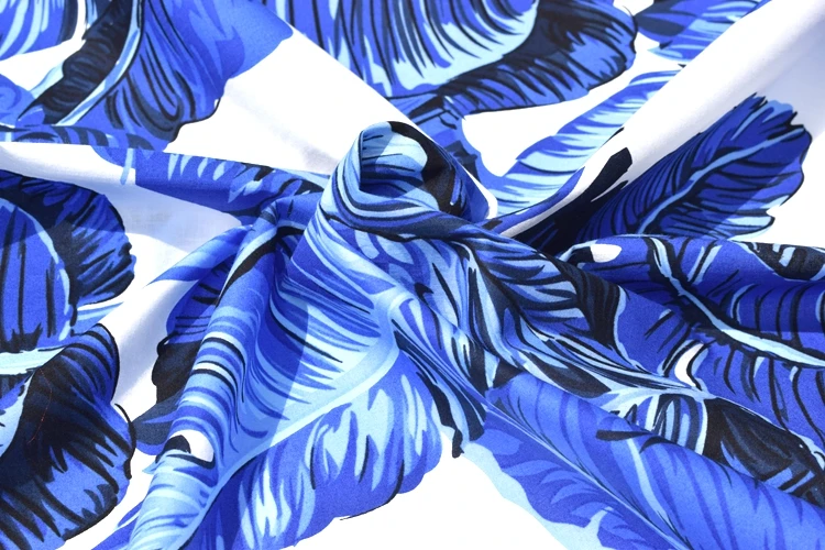 Ширина 140 см сапфировый синий банановый лист реактивная печать и окрашивание Чистый хлопок ткань для платья telas tissus au metre tissu DIY