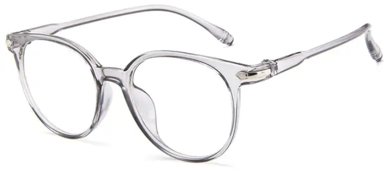 Розовые прозрачные круглые очки, оправа для очков, близорукость, ботан, женские очки, оправа, очки, ноль, винтажные простые очки, прозрачные линзы - Цвет оправы: clear gray
