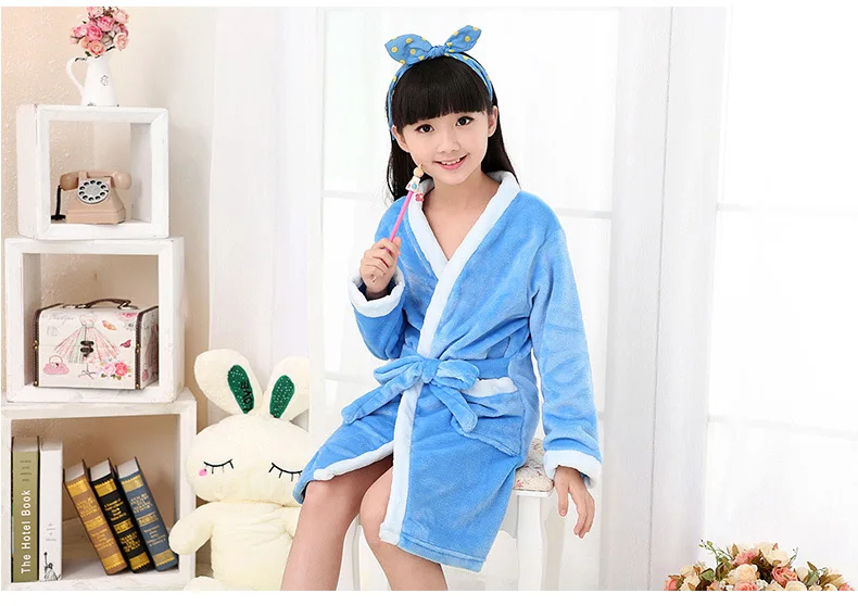Зимняя одежда для сна для девочек и мальчиков; халаты; детская одежда; ночная рубашка; теплая Фланелевая пижама; одежда для сна; детские пижамы; банный халат для детей 6, 8, 10, 12 лет