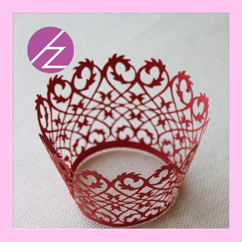 

Free shipping 50pcs/lot wedding party decoration pearlescent paper red cupcake wrapper DG-33