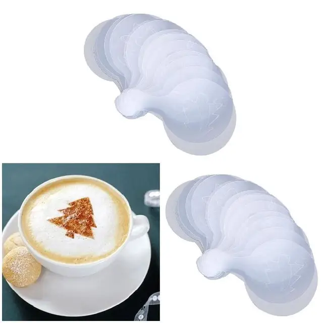 Special Offers 16 Pcs/ Lot Fancy Coffee Printing Template,Coffee Drawing Mold Printing Model Accessories Sprinkle Powder Utensils Tools E2S