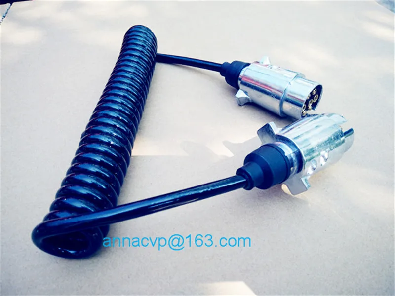 Кудрявый кабель спиральный 3 м 2x7 pin 12V alu. Вилки трейлера для трейлеров частей